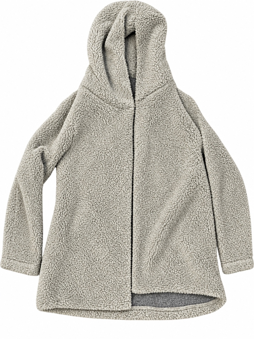 dylan Hooded Teddy Sherpa Jacket in Light Gray